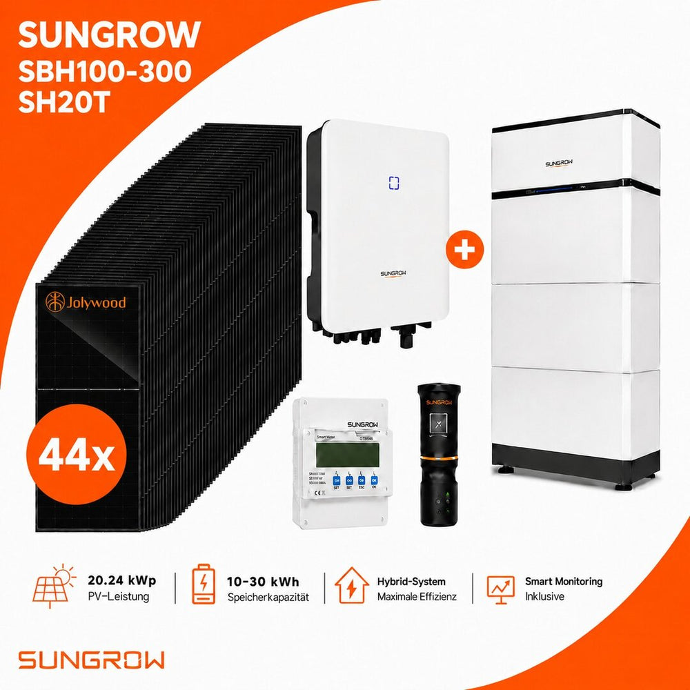 20 kWp PV Anlage Komplettset Sungrow SBH100 & 44x Jolywood