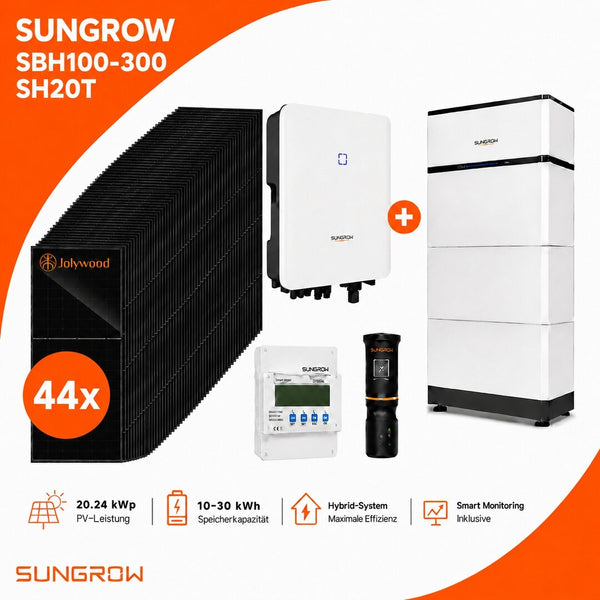 20 kWp PV Anlage Komplettset Sungrow SBH100 & 44x Jolywood