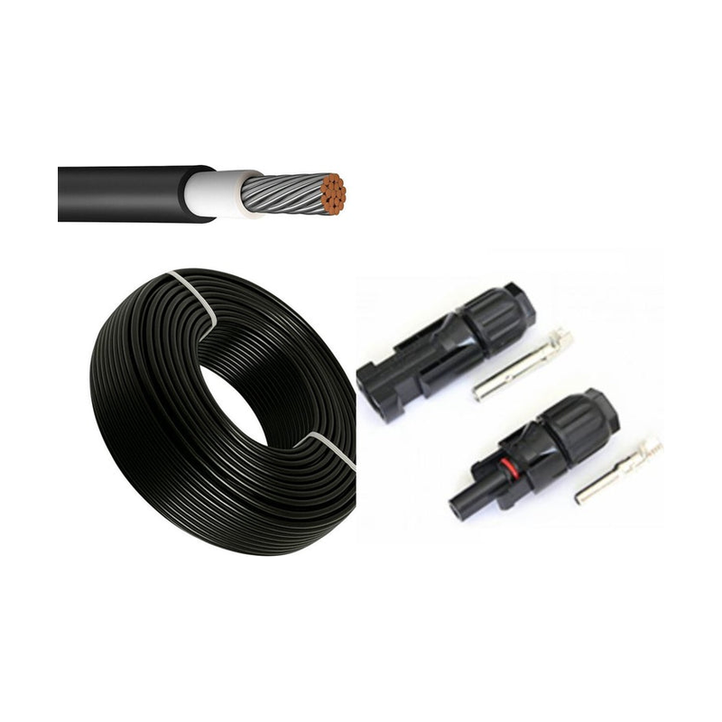 Solarkabel-Rolle 100 m, 6 mm² + 10 Paar MC4-Stecker & Buchse