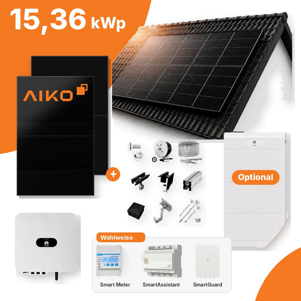 15,36 kWp PV-Anlage Schrägdach mit 32x AIKO 480 Wp und Huawei SUN2000-10K-MAP0
