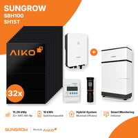 15,36 kWp PV-Komplettset mit 32x AIKO 480 Wp, Sungrow SH15T und Speicher SBH100